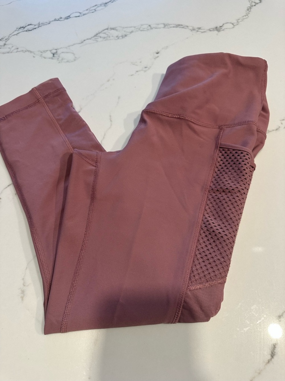 Mauve Rose Athletic Leggings with Side Mesh Pocket